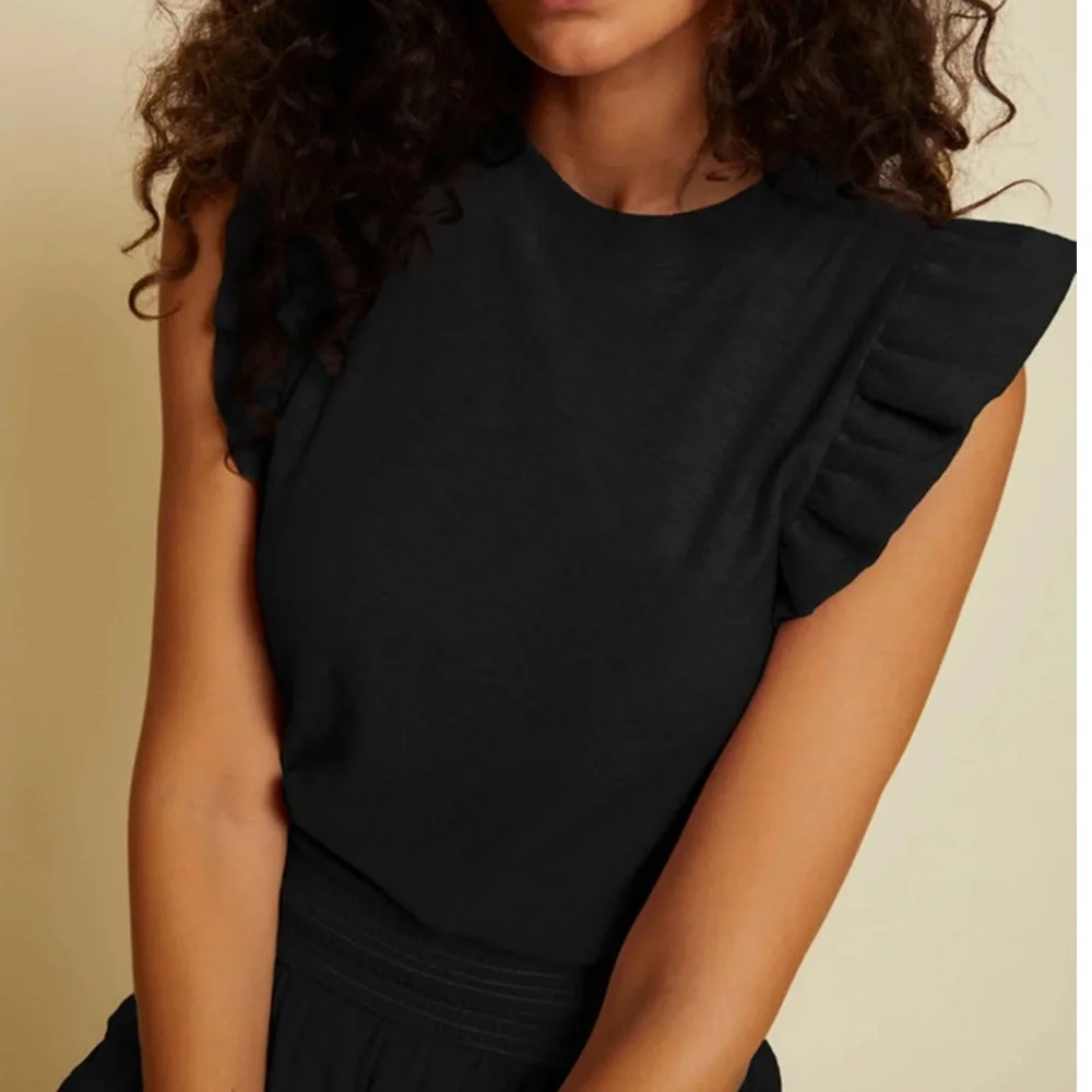 NATION LTD Paulette Tank Reverse Slub In Jet Black L - Picture 3 of 9